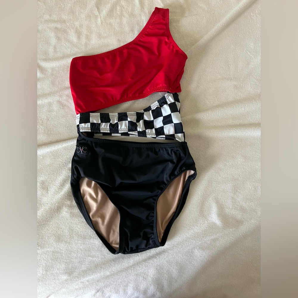 Black, Red, and Checkered Kandi-Kouture Leo (Could be used as swimsuit)
